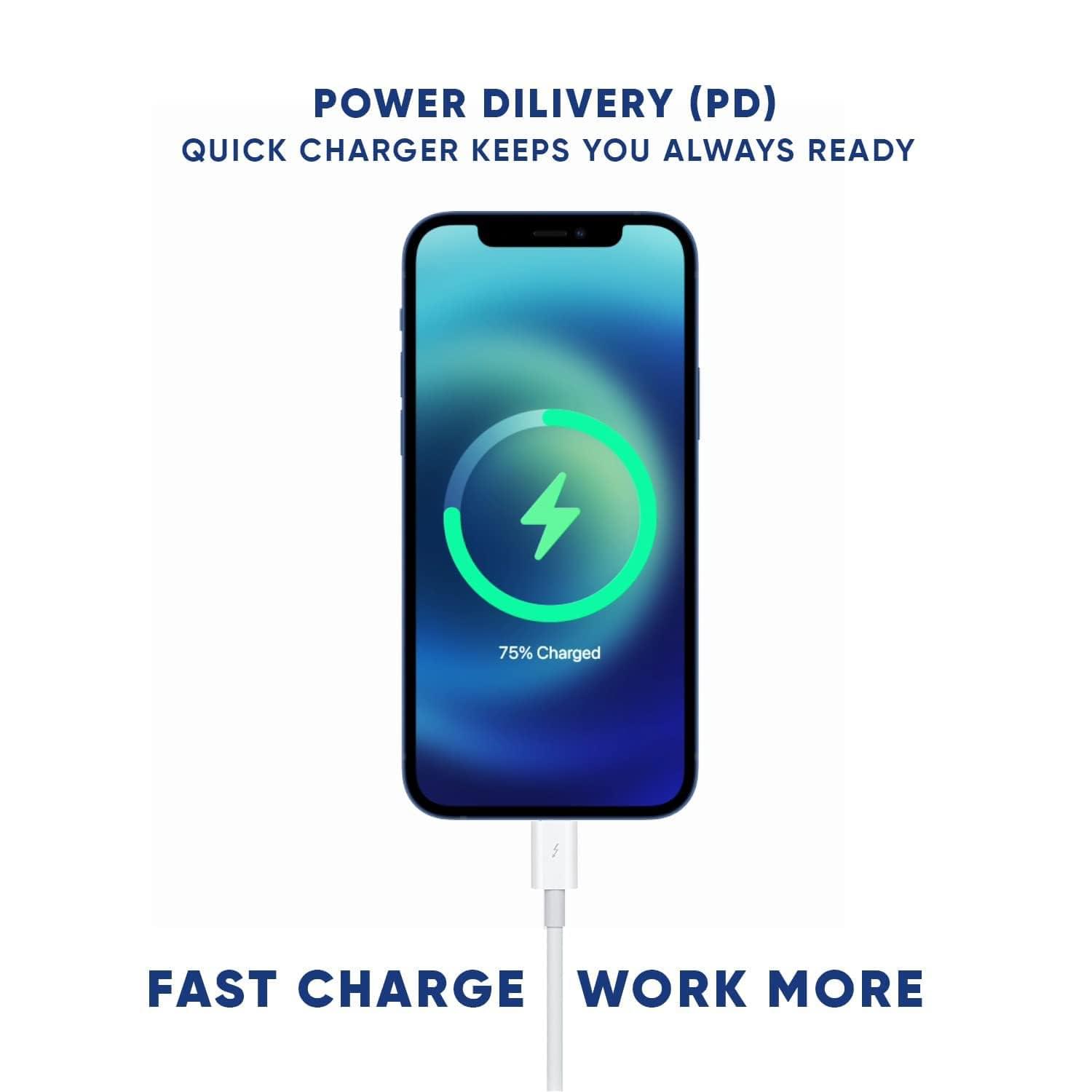 iPhone Charger Original 20W Adapter Fast USB Type C for iPhone 15/15 Plus/15 Pro/15 Pro Max, iPhone 14/14 Plus/14 Pro/14 Pro Max, iPhone 13/12/11 & Others PD 3.0 20 Watt BIS Certified 2 Years Warranty 2
