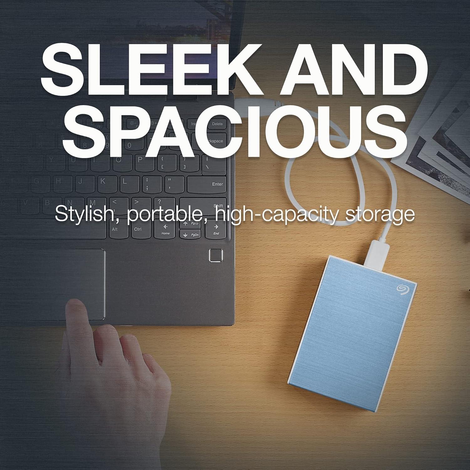 Seagate One Touch 4TB External HDD with Password Protection – Light Blue, for Windows and Mac, with 3 yr Data Recovery Services, and 6 Months Mylio Create Plan and Dropbox Backup Plan (STKZ4000402) 2 81SfSyk03yS. SL1500